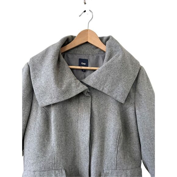 Gap Trench Coat Recycled Wool Blend Shawl Collar Gray Women’s Size XL - Picture 2 of 6